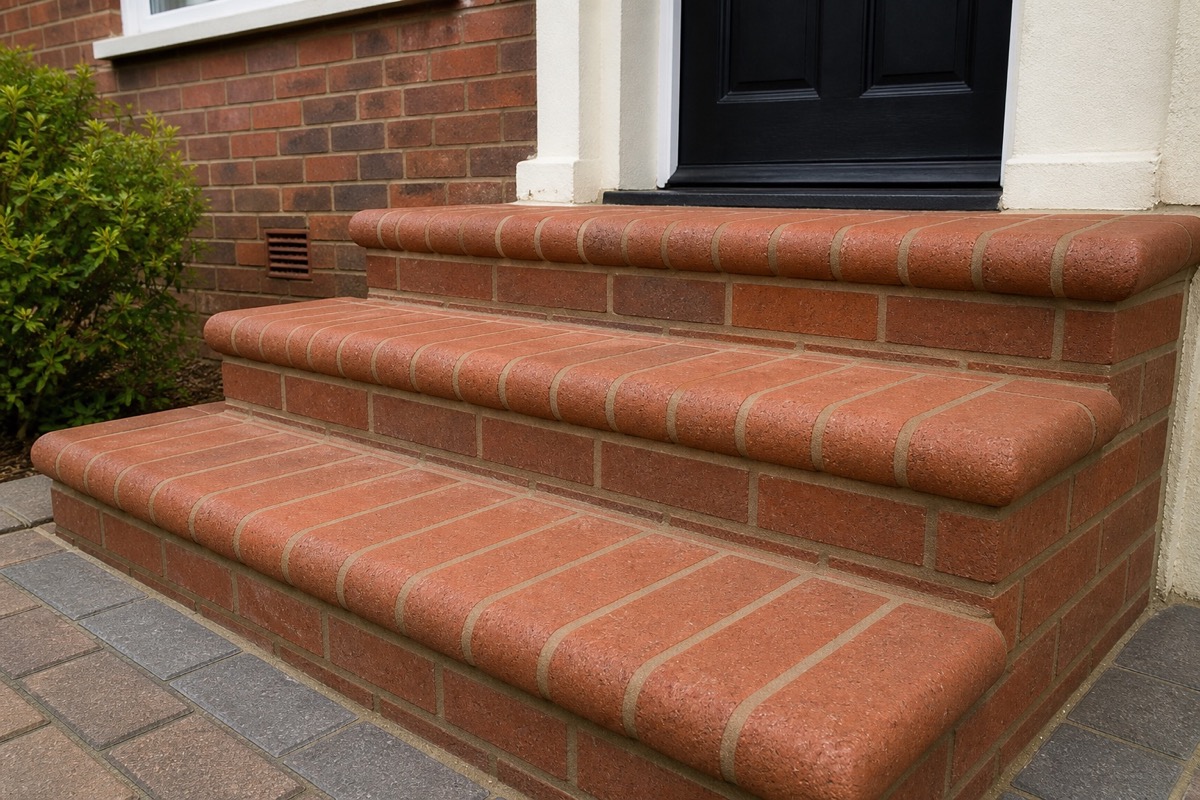 Brick steps rebuilt by H Betts Developments near Lincoln